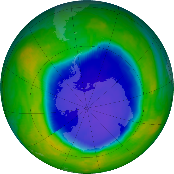 Antarctic ozone map for 12 November 1999
